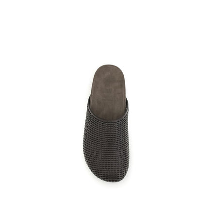 Brunello Cucinelli Brown Calf Leather Slides - Flats