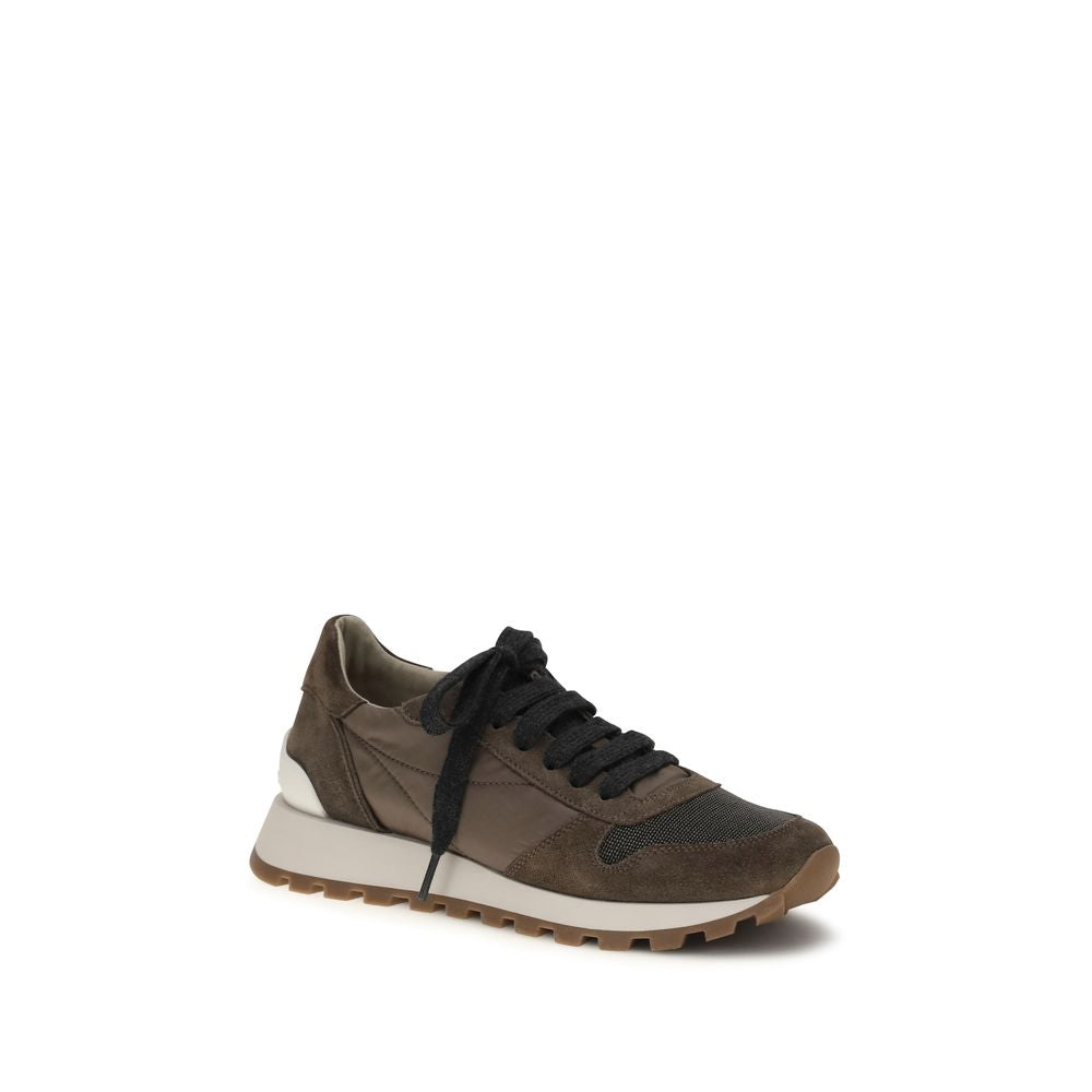 Brunello Cucinelli Brown Calf Leather Athletic Sneakers - Active