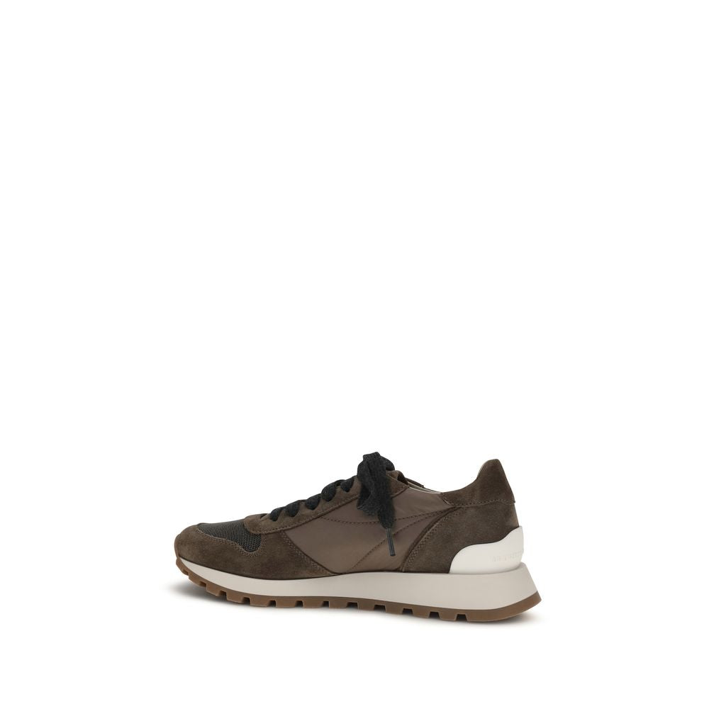 Brunello Cucinelli Brown Calf Leather Athletic Sneakers - Active