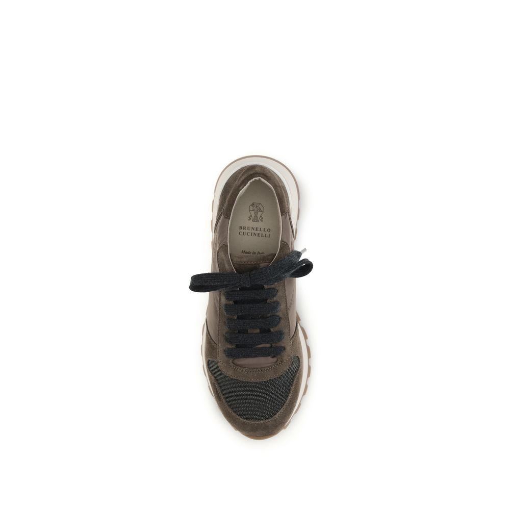 Brunello Cucinelli Brown Calf Leather Athletic Sneakers - Active