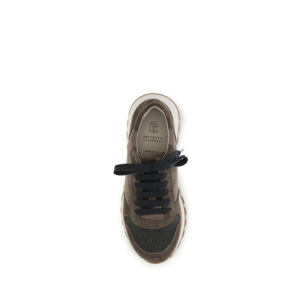 Brunello Cucinelli Brown Calf Leather Athletic Sneakers - Active