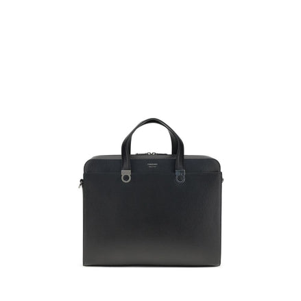 Ferragamo Black Calf Leather Briefcase