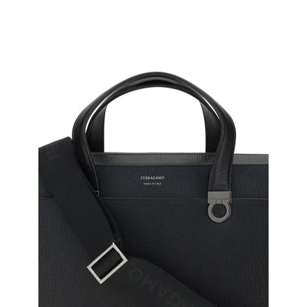 Ferragamo Black Calf Leather Briefcase