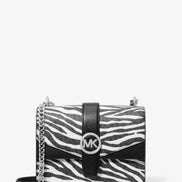 Michael Kors Greenwich Small Stampa Logo Borsa Tote a Tracolla con Catena Nero/Bianco $498
