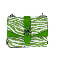 Borsa a tracolla con catena Michael Kors Greenwich piccola, con stampa logo, colore Jungle Green, €498