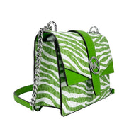 Borsa a tracolla con catena Michael Kors Greenwich piccola, con stampa logo, colore Jungle Green, €498