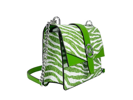Borsa a tracolla con catena Michael Kors Greenwich piccola, con stampa logo, colore Jungle Green, €498
