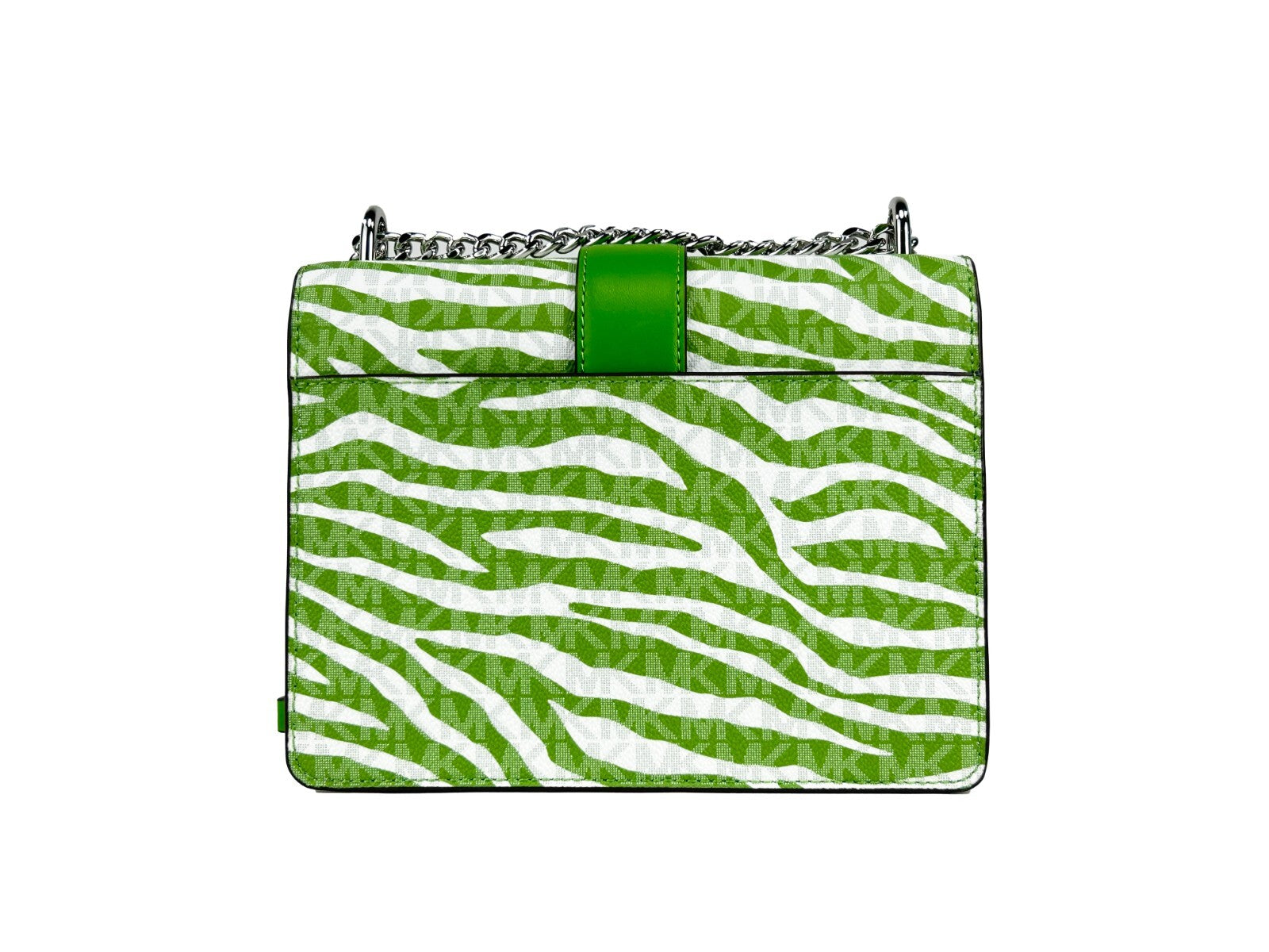 Borsa a tracolla con catena Michael Kors Greenwich piccola, con stampa logo, colore Jungle Green, €498