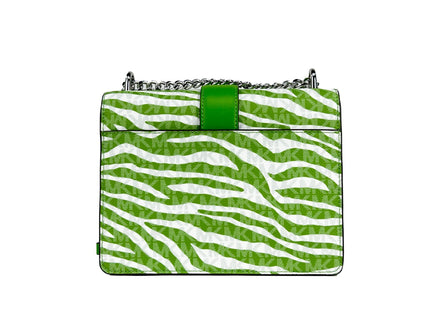 Borsa a tracolla con catena Michael Kors Greenwich piccola, con stampa logo, colore Jungle Green, €498