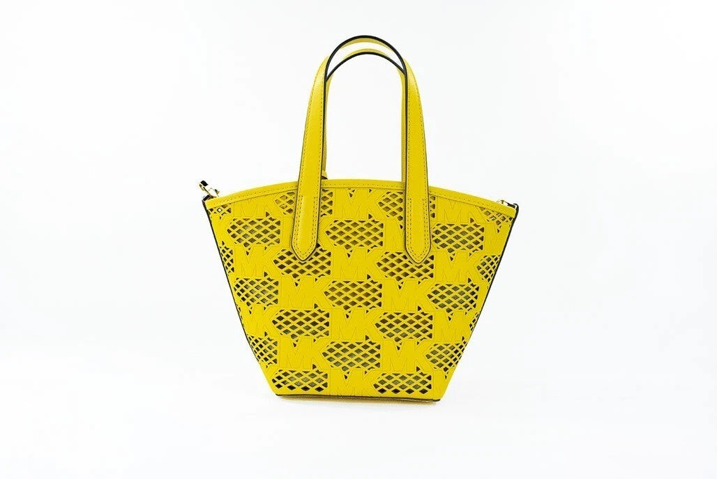 Borsa a tracolla tote Michael Kors Kimber Small 2-in-1 con cerniera, in pelle color narciso
