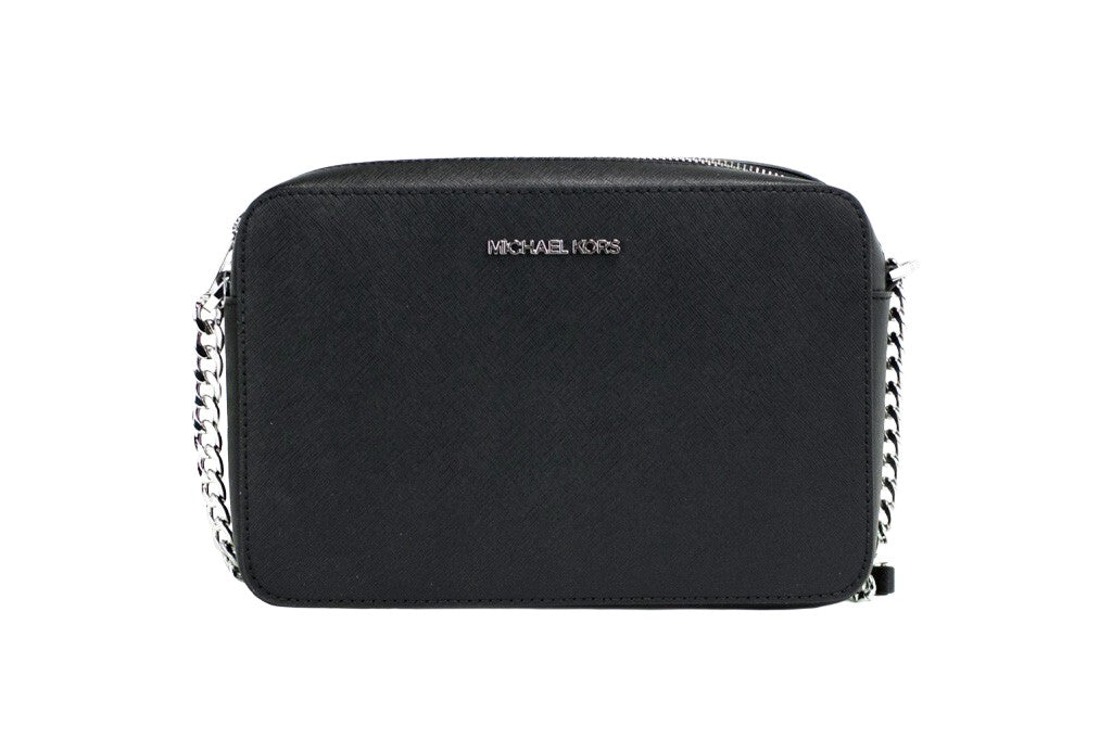 Borsa a tracolla Michael Kors Jet Set grande in pelle Saffiano nera East West
