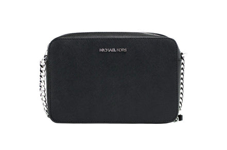 Borsa a tracolla Michael Kors Jet Set grande in pelle Saffiano nera East West