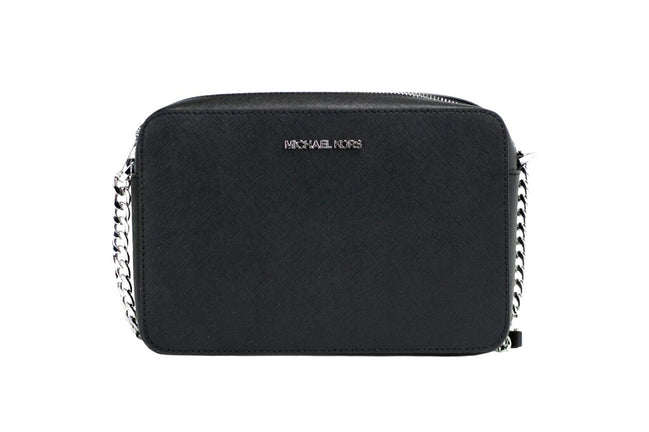 Borsa a tracolla Michael Kors Jet Set grande in pelle Saffiano nera East West