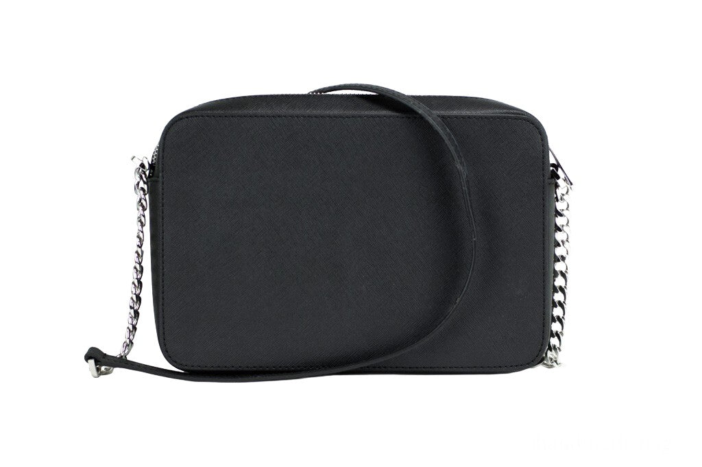 Borsa a tracolla Michael Kors Jet Set grande in pelle Saffiano nera East West