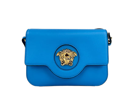 Borsa a tracolla Versace La Medusa in pelle blu