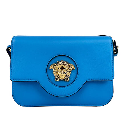 Versace La Medusa Blue Leather Crossbody Bag
