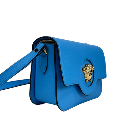 Versace La Medusa Blue Leather Crossbody Bag