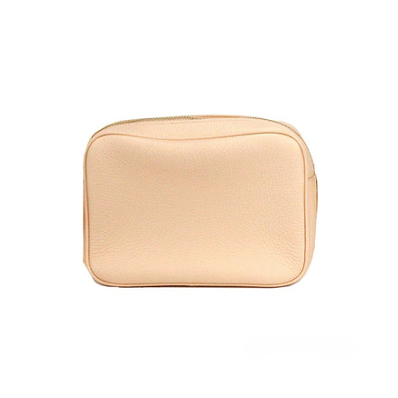 Sac bandoulière appareil photo Burberry en cuir grainé rose pêche, petit modèle, avec logo
