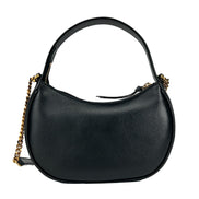 Sac bandoulière Versace en cuir matelassé noir avec chaîne, forme demi-lune