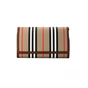 Borsa a tracolla Burberry Hannah Icon Stripe in pelle e-canvas Archive Tan