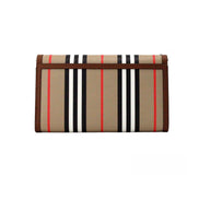 Borsa a tracolla Burberry Hannah Icon Stripe in pelle e-canvas Archive Tan