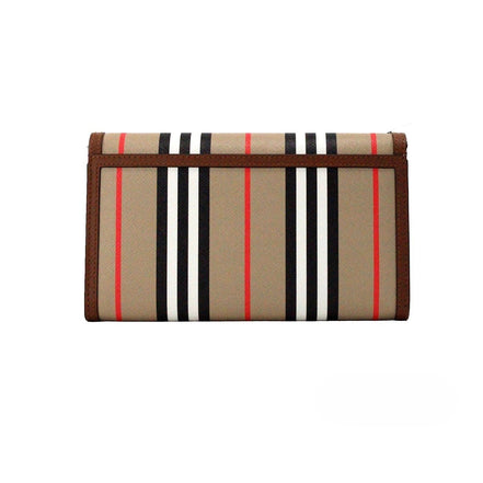 Borsa a tracolla Burberry Hannah Icon Stripe in pelle e-canvas Archive Tan