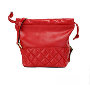 Borsa a secchiello a tracolla Versace in pelle trapuntata rossa con coulisse