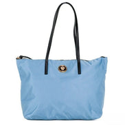Sac fourre-tout Versace Portuna Medusa en nylon et cuir, bleu pervenche, taille moyenne