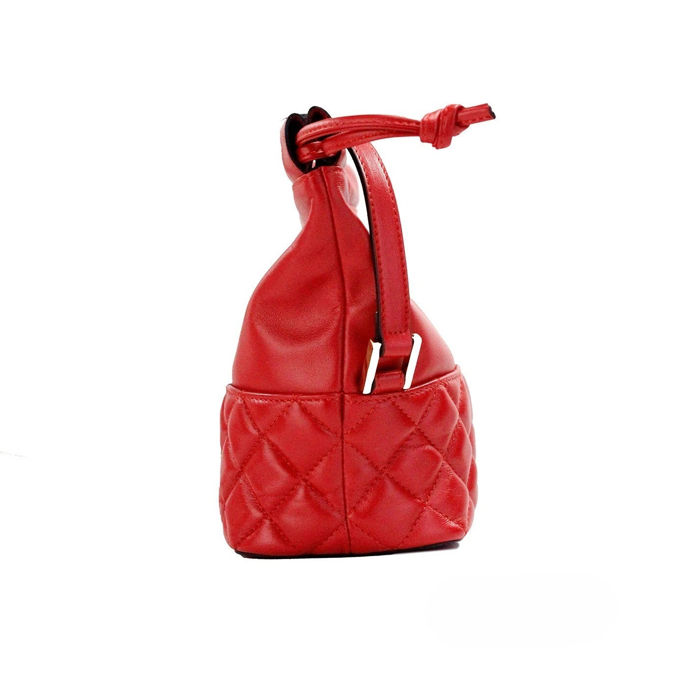 Borsa a secchiello a tracolla Versace in pelle trapuntata rossa con coulisse