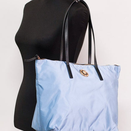 Versace Portuna Medusa Blue Nylon Tote Bag