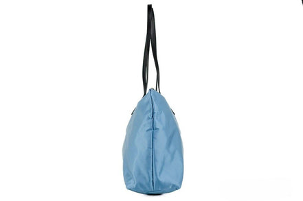 Sac fourre-tout Versace Portuna Medusa en nylon et cuir, bleu pervenche, taille moyenne