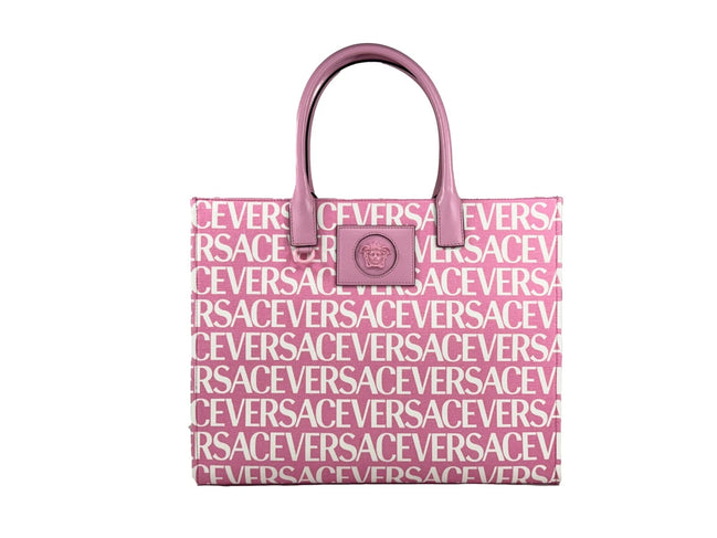 Grand cabas Versace Medusa en toile rose pâle