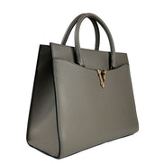 Borsa Tote con Manico Grande in Pelle Versace Virtus Grigia