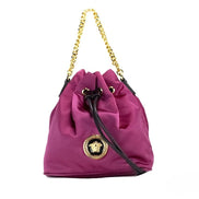Sac à bandoulière Versace Small Dahlia en nylon avec pendentif Méduse et chaîne