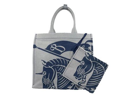 Sac cabas Burberry bleu marine en toile EKD avec porte-monnaie