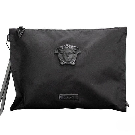 Versace Black Medusa Nylon Clutch Bag