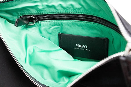 Borsa Versace a mano/a tracolla in nylon nero con Medusa convertibile