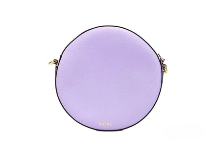 Borsa a tracolla con custodia per fotocamera Versace Round Disco in pelle martellata lilla