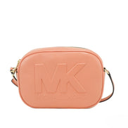 Sac bandoulière appareil photo ovale moyen Michael Kors Jet Set Travel en cuir Sherbert