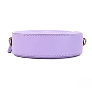 Borsa a tracolla con custodia per fotocamera Versace Round Disco in pelle martellata lilla