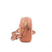 Sac bandoulière appareil photo ovale moyen Michael Kors Jet Set Travel en cuir Sherbert