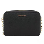 Michael Kors Black Saffiano Leather Jet Set Crossbody Bag