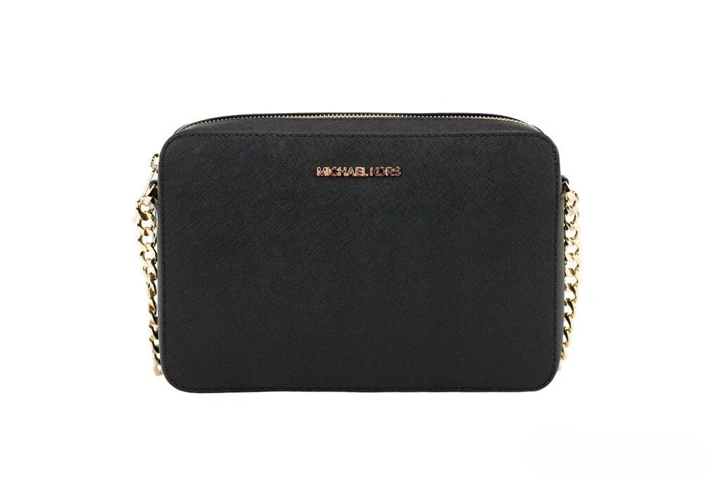 Michael Kors Black Saffiano Leather Jet Set Crossbody Bag