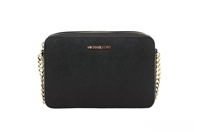 Michael Kors Black Saffiano Leather Jet Set Crossbody Bag