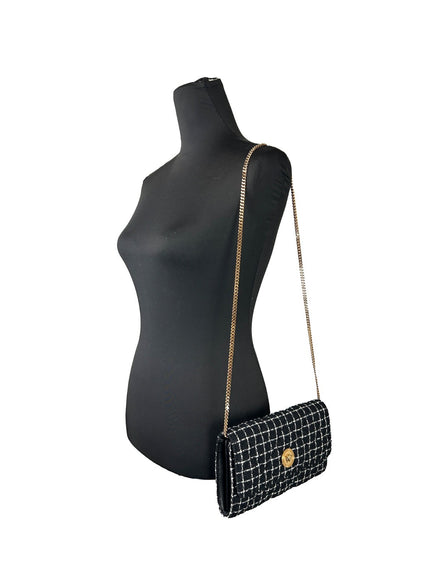 Sac bandoulière Versace Wallet On A Chain en tissu noir
