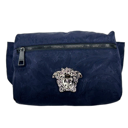 Versace Navy Medusa Nylon Belt Bag