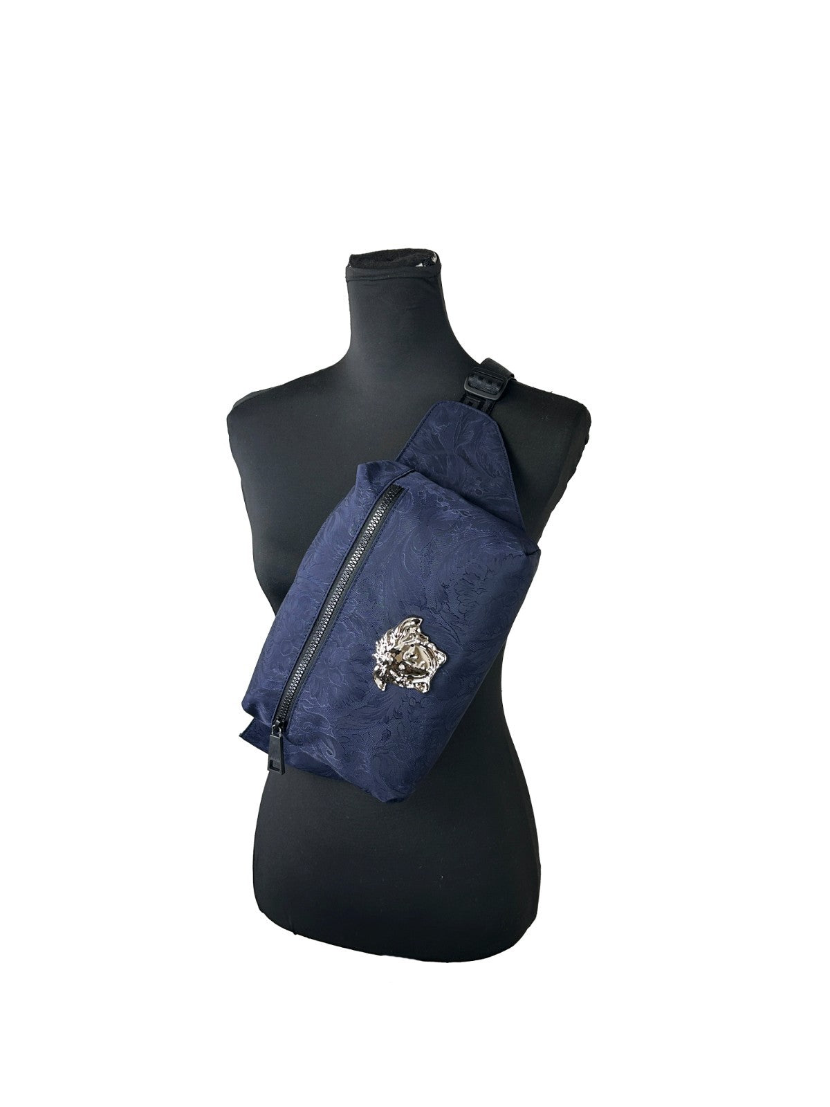 Sac banane Versace Medusa en nylon bleu marine