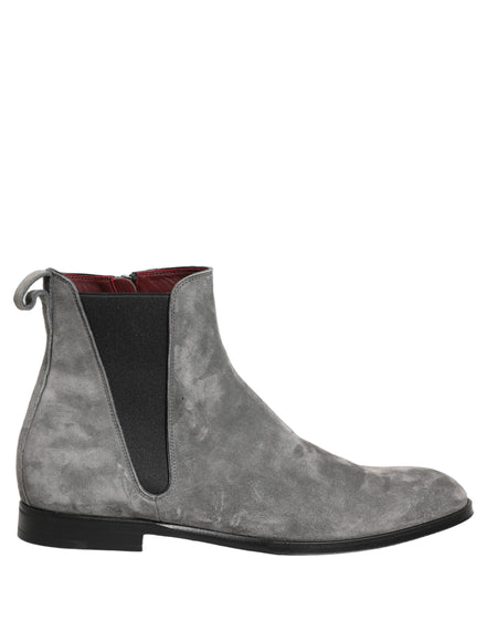 Dolce & Gabbana Gray Suede Leather Chelsea Boots