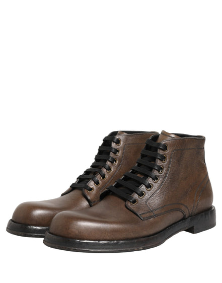 Dolce & Gabbana Brown Perugino Leather Ankle Boots