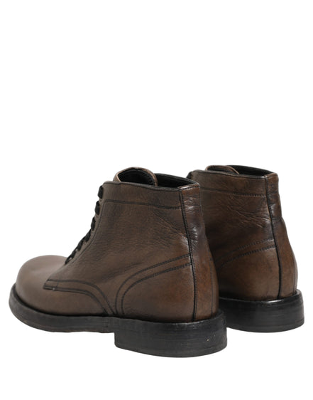 Dolce & Gabbana Brown Perugino Leather Ankle Boots